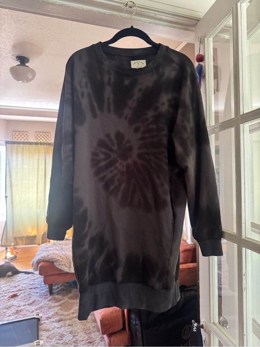 Electric & Rose Black Tie-Dye Crewneck Sweatshirt Dress